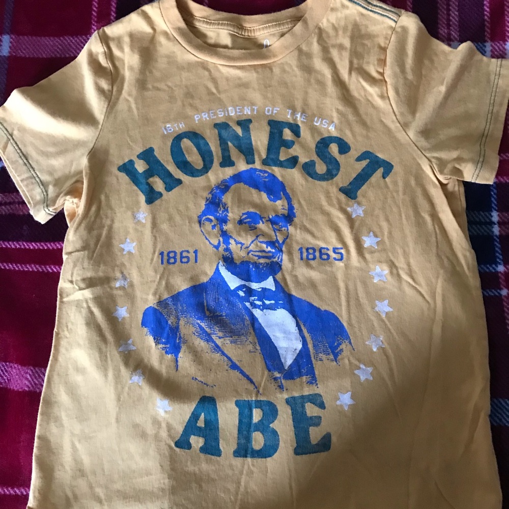 Peek Honest Abe Graphic Tee in Mustard Yellow NWOT